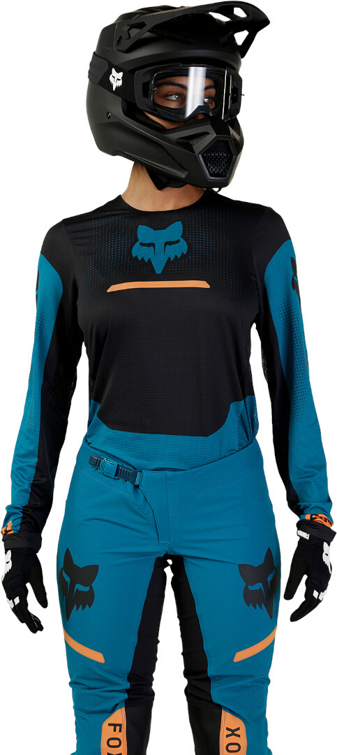FOX Flexair Optical Motocross trøje til damer sort/blå M Figur 8