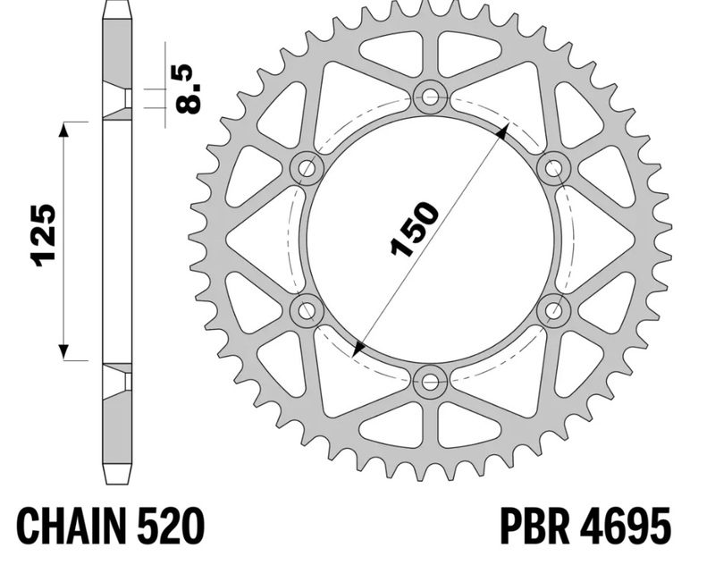 PBR Stål Ultra Light bakre kugghjul - 520 Figur 1
