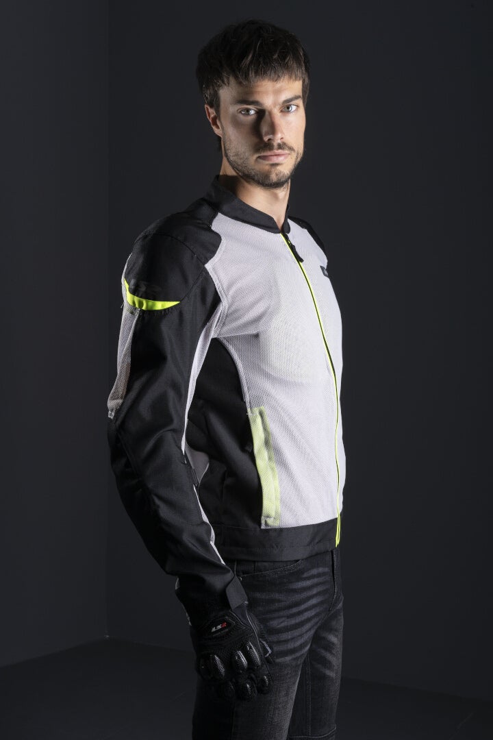 LS2 Airy Motorrad Textiljacke hellgrau/schwarz/neon-gelb XXL Abbildung 5