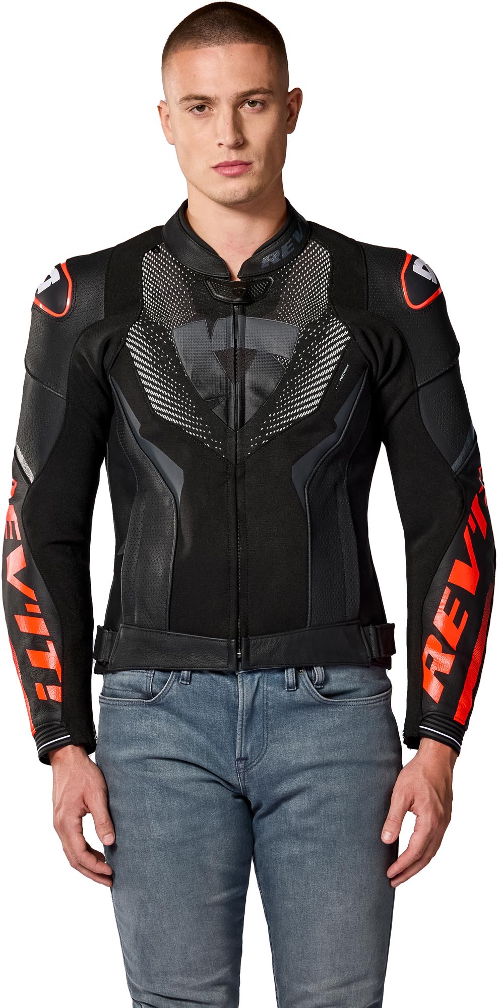 Revit Hyperspeed 3 Air perforated Motorcycle Leather Jacket black/neon-red 52 Figure 3