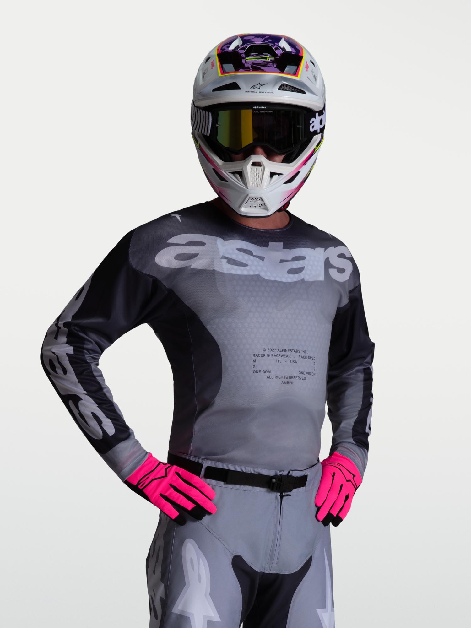 Alpinestars Racer Amber Motocrosstrøje grå/lilla M Figur 4
