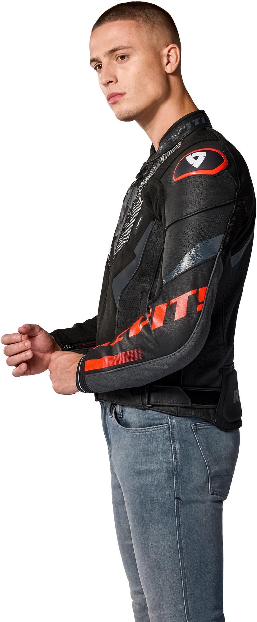 Revit Hyperspeed 3 Air perforated Motorcycle Leather Jacket black/neon-red 52 Figure 5