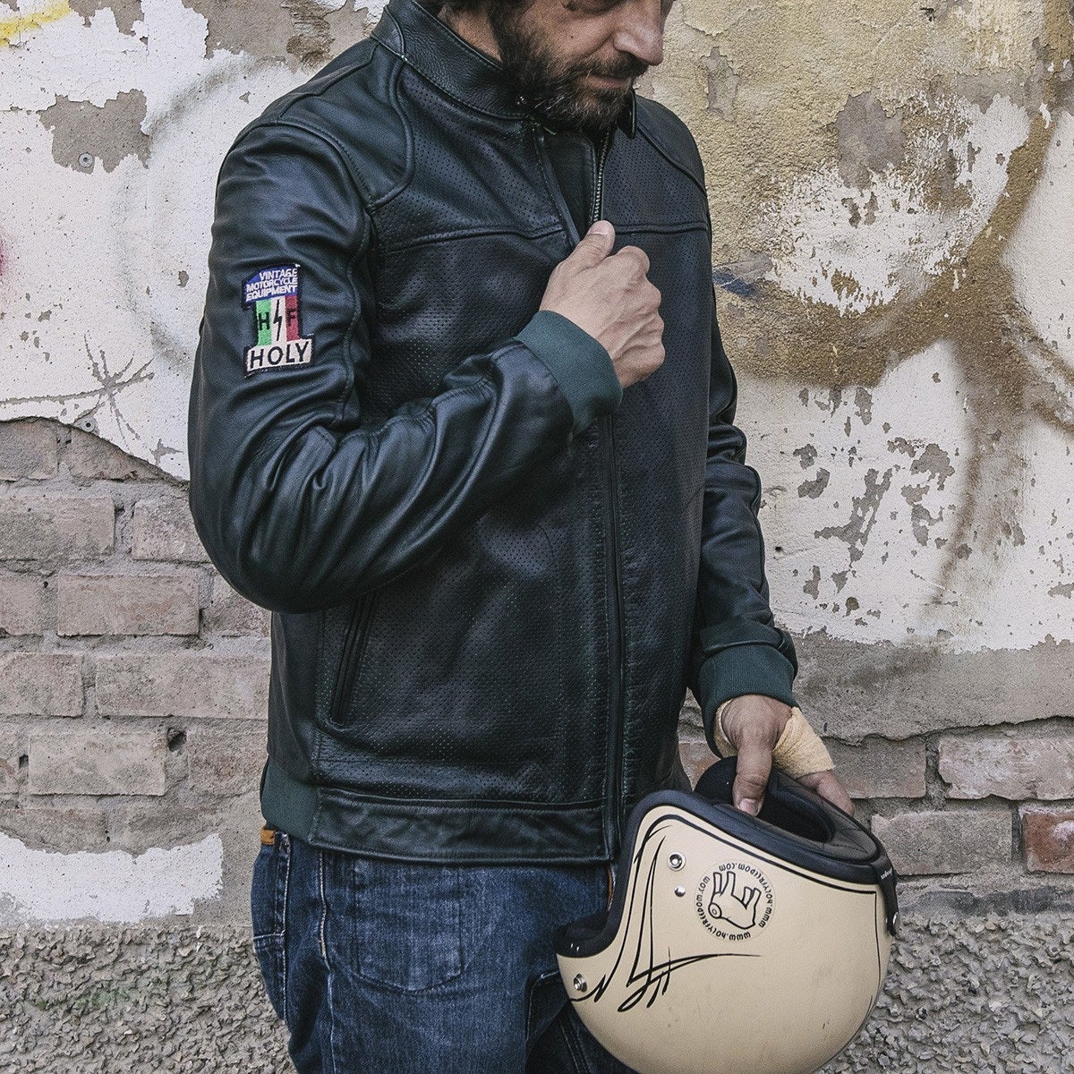 HolyFreedom Due Motorcycle Leather Jacket dark green XXL Figure 6