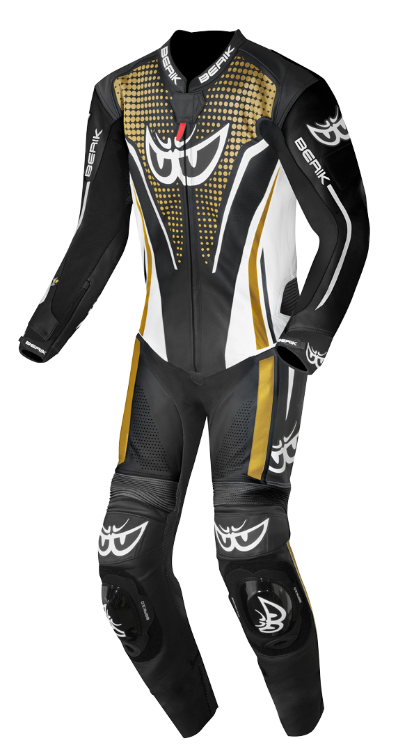 Berik RSF-TECH PRO geperforeerd eendelig motorfiets lederen pak zwart/wit/brons 60 Figuur 1