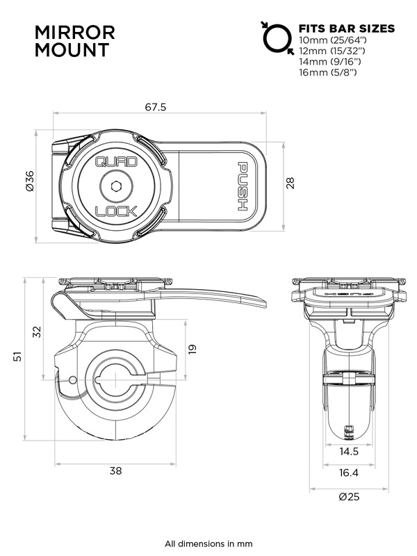 Quad Lock Smartphonehållare montering backspegel Figur 3