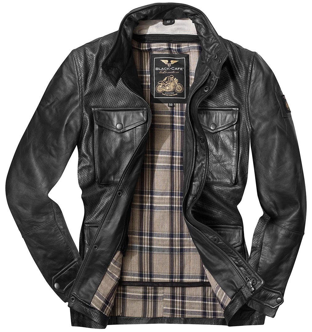 Black-Cafe London Classic Motorcycle Leather Jacket black 60 Figure 3