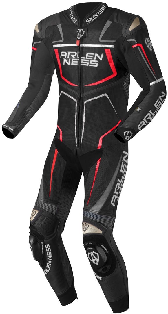 Arlen Ness Alcarras Race One Piece Kangaroo Motorcycle Leather Suit black/red/white/grey 52 Figure 1