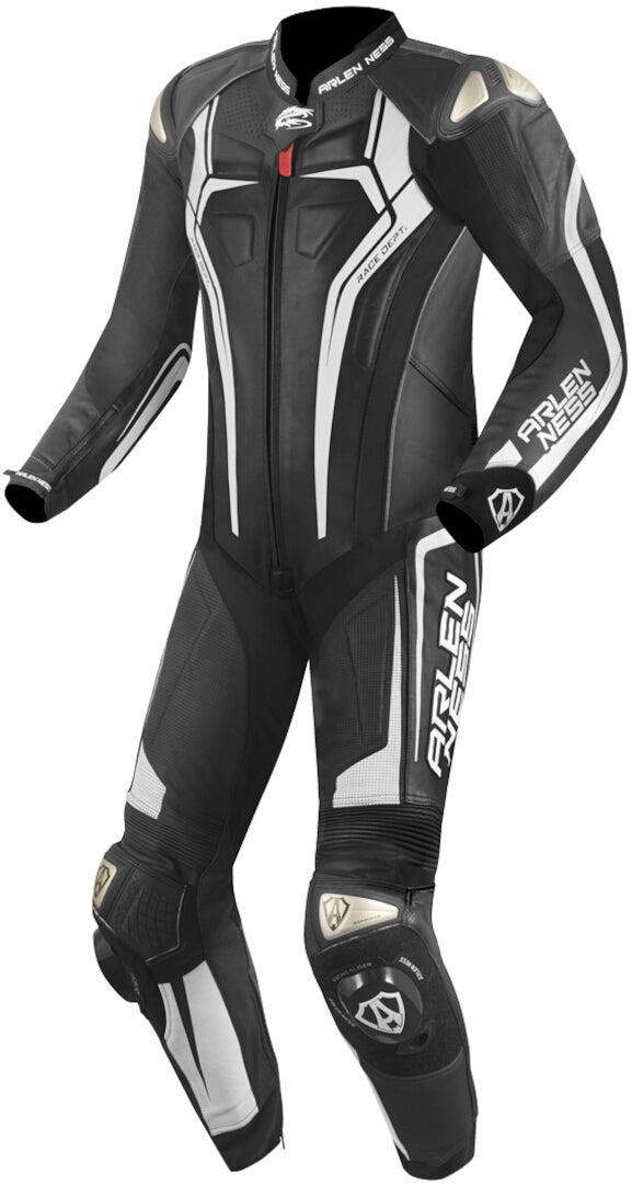 Arlen Ness Sugello 2 One Piece Motorcycle Leather Suit black/white 60 Figure 1