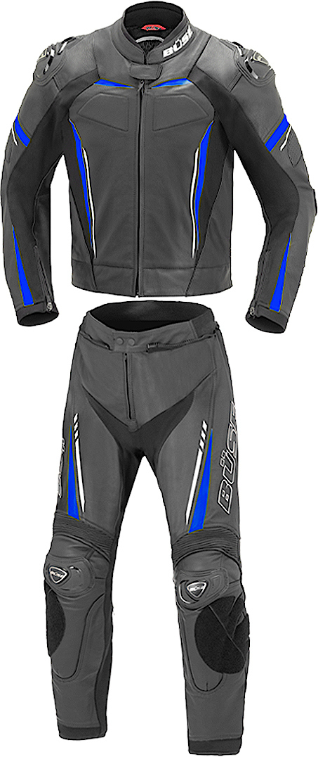 Büse Imola Two Piece Motorcycle Leather Suit black/blue 50 Figure 1