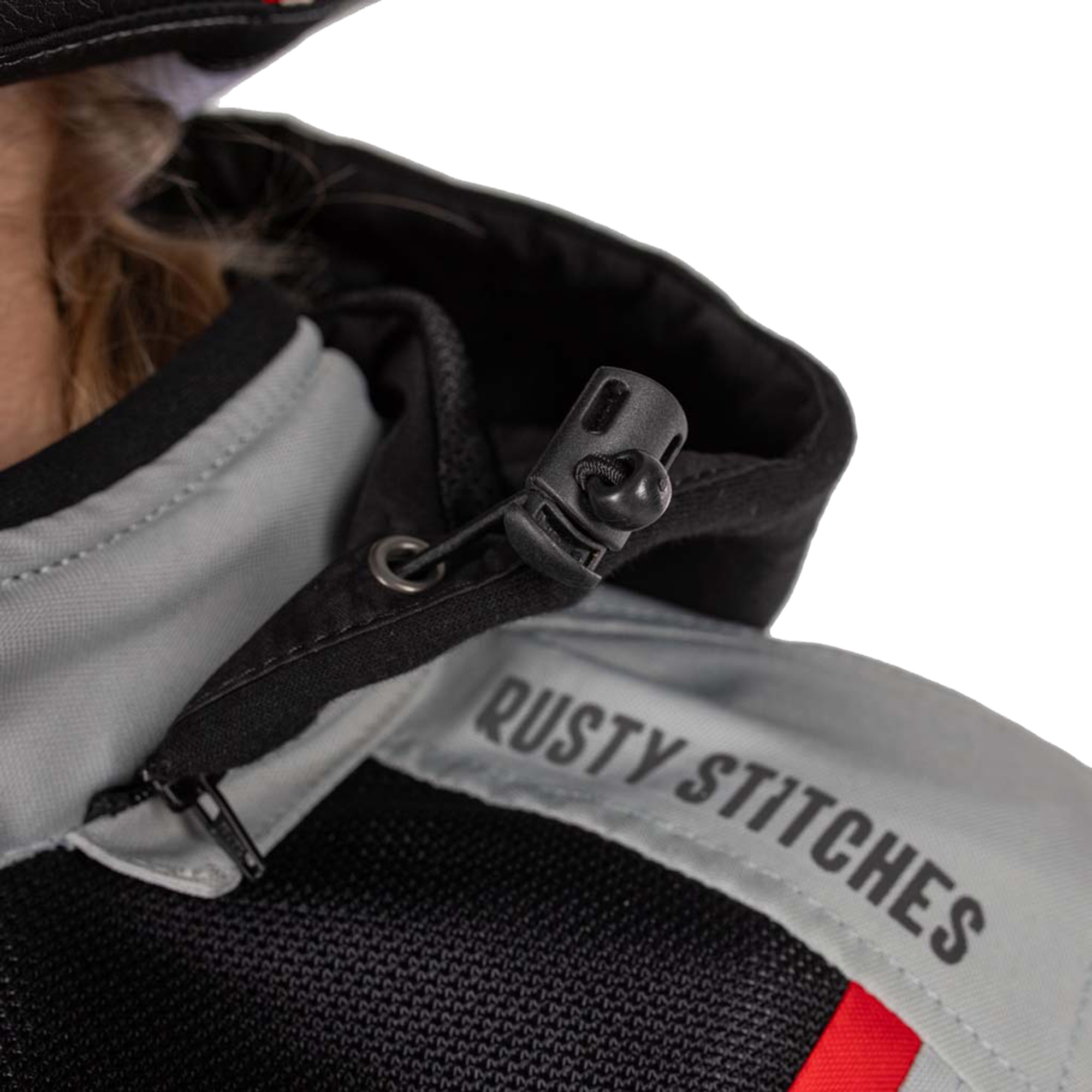 Rusty Stitches Caroline Dames motorfiets textieljas grijs/zwart 40 Figuur 6