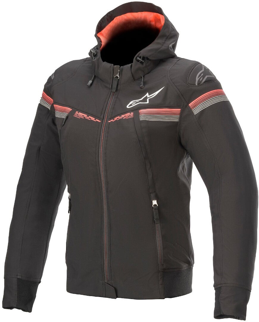 Alpinestars Stella Sektor V2 女性のオートバイのフーディ 黒/赤 L 図1