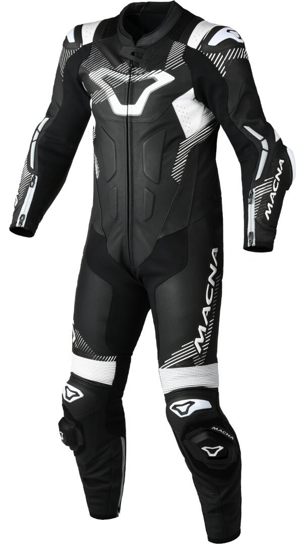 Macna Armadyl geperforeerd eendelig motorfiets lederen pak zwart/wit 62 Figuur 1