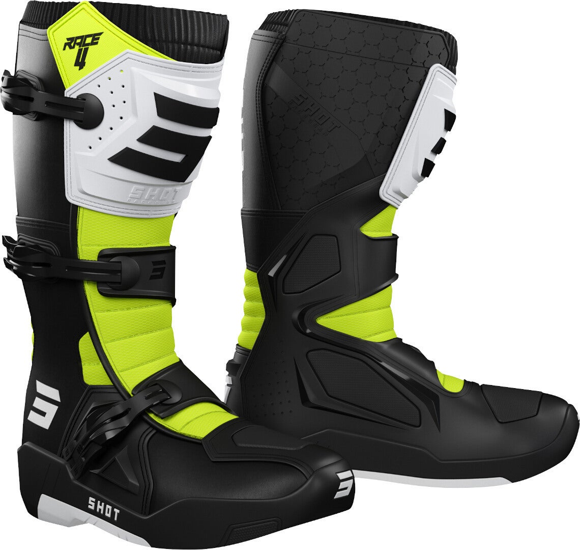 Shot Race 4 Bottes de motocross Noir/Blanc/Jaune 43 Figure 1