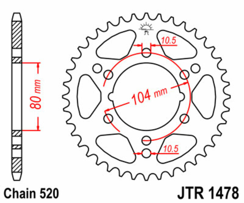 JT-DRIVHJUL Standard stålkrona 1478 - 520 Figur 1