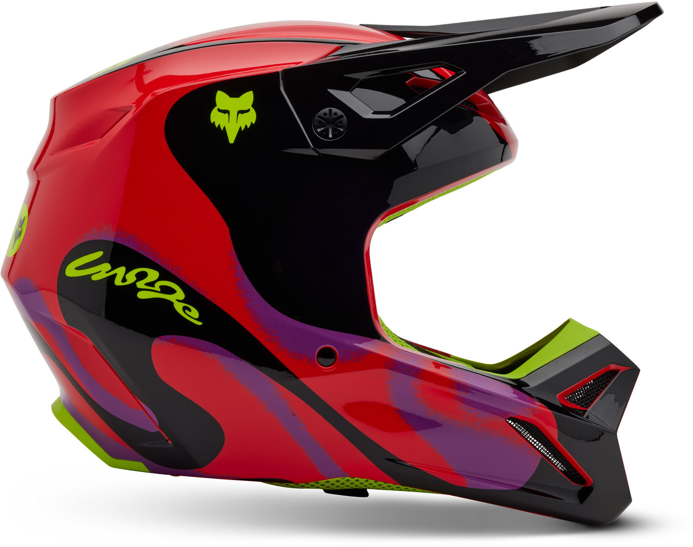 FOX V1 Emotion Motocross Helm schwarz/rot/gelb S (55/56) Abbildung 2