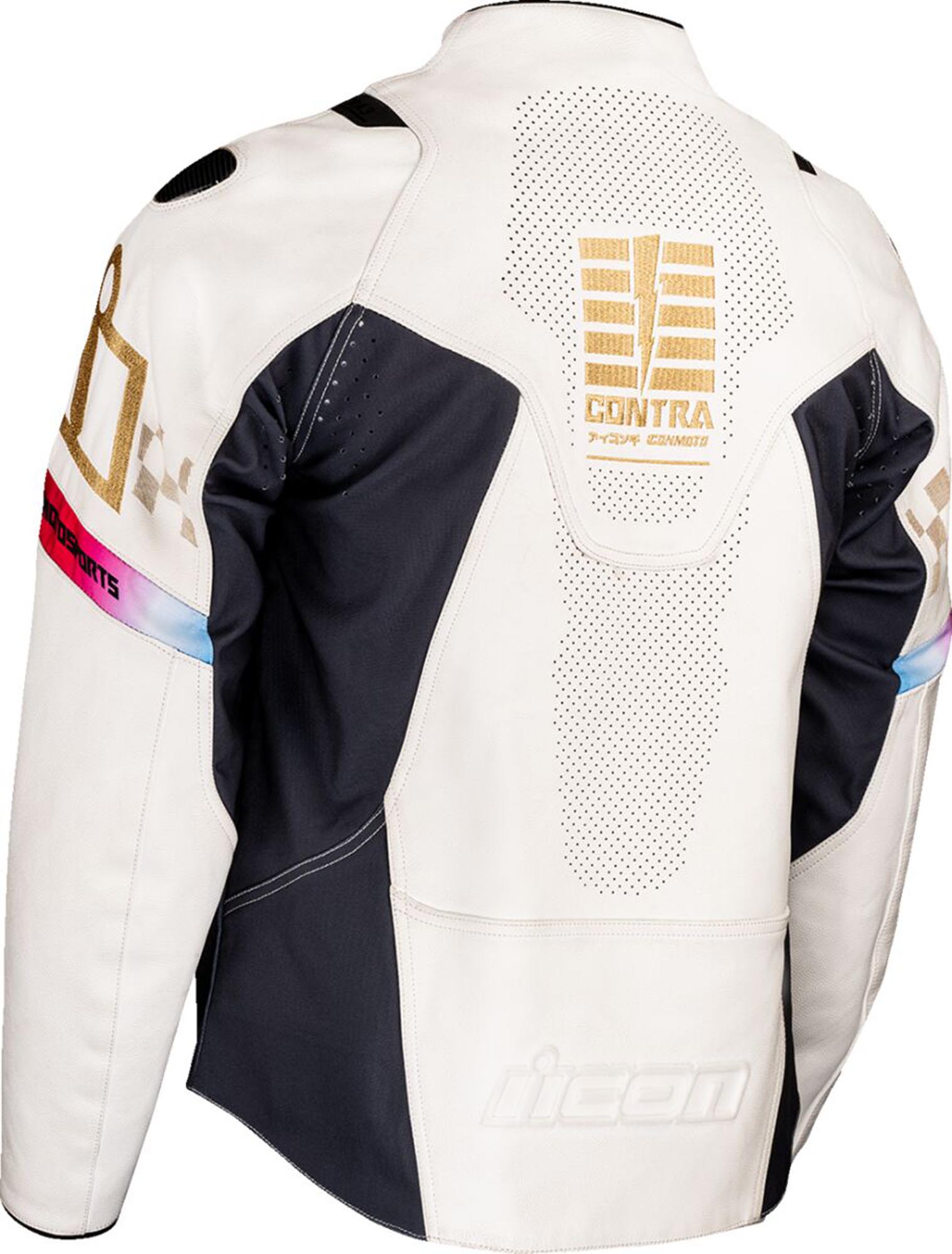 Icon Contra 3 Rizz Rizz Motorrad Lederjacke weiß S Abbildung 2