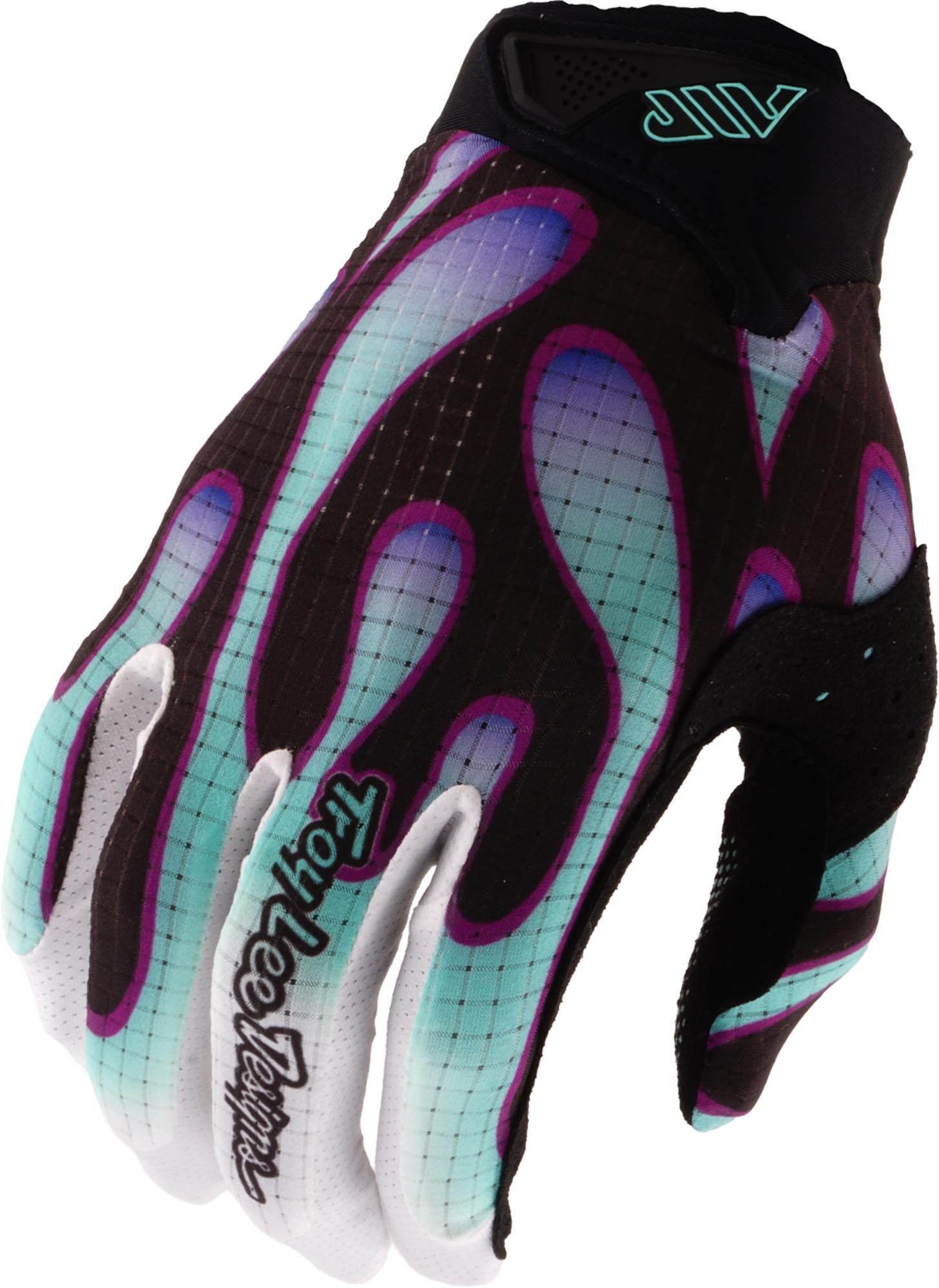 Troy Lee Designs Air Overspray Jugend Motocross Handschuhe schwarz/türkis M Abbildung 1