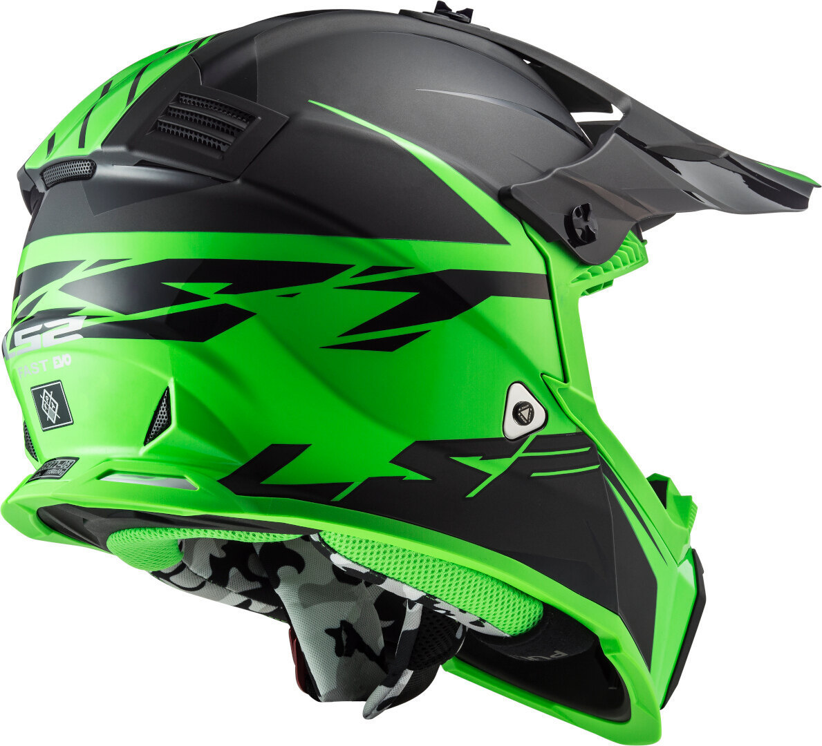 LS2 MX437 Fast Evo Roar Cască de motocross Negru mat/verde XXS (51/52) Figura 7
