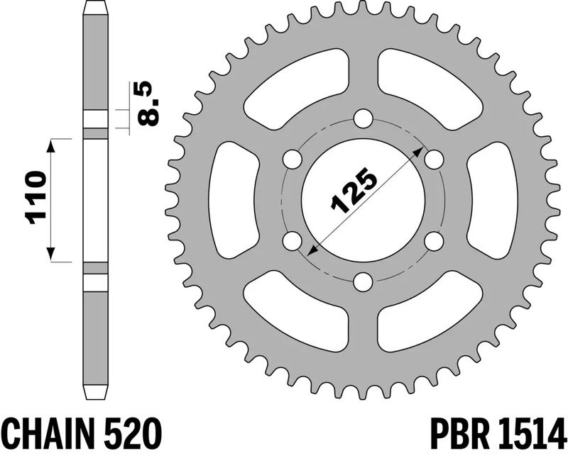 PBR Стандартен стоманен зъбен венец - 520 Фигура 1