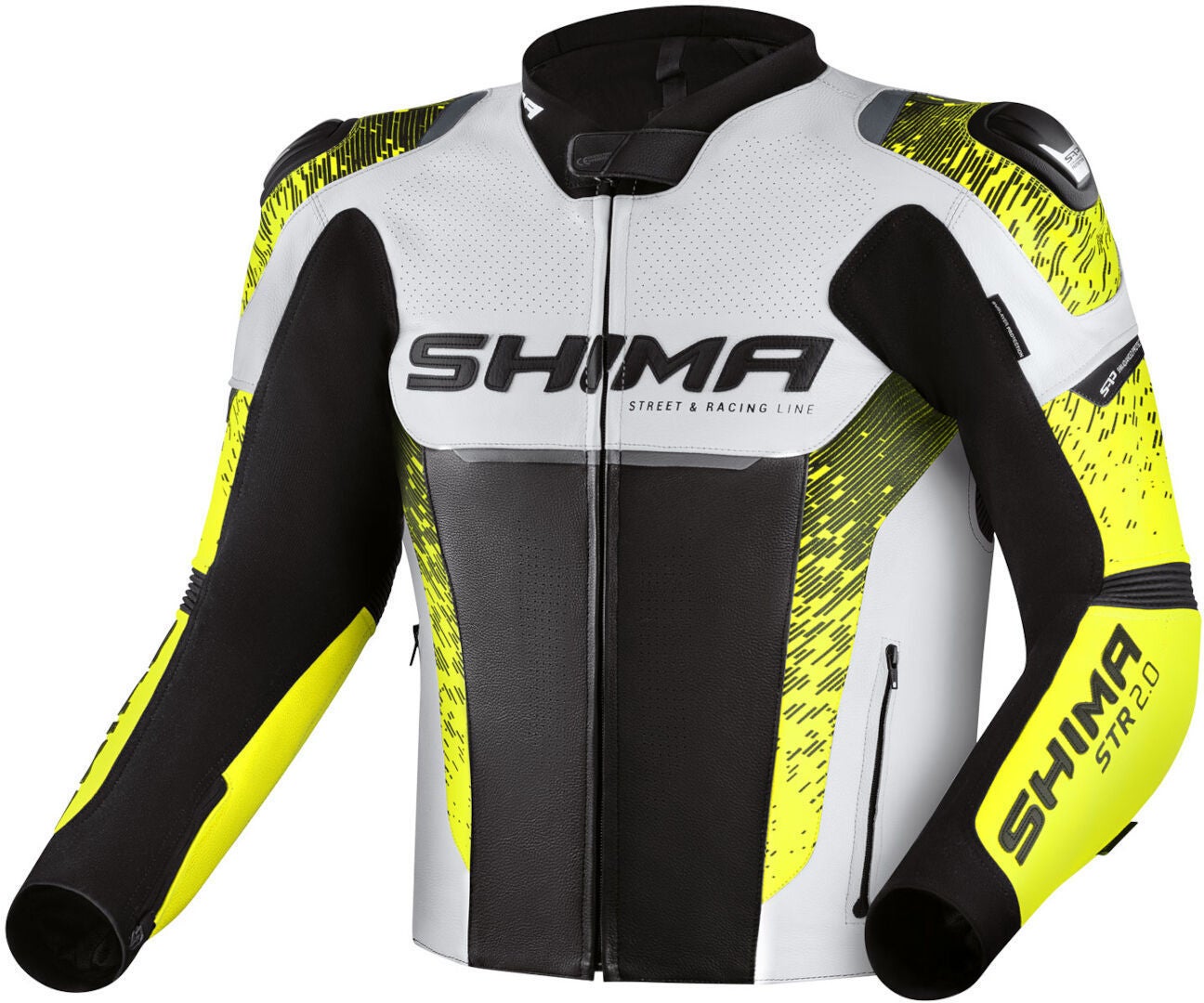 SHIMA STR 2.0 Motorcycle Leather Jacket black/white/yellow 56 Figure 1