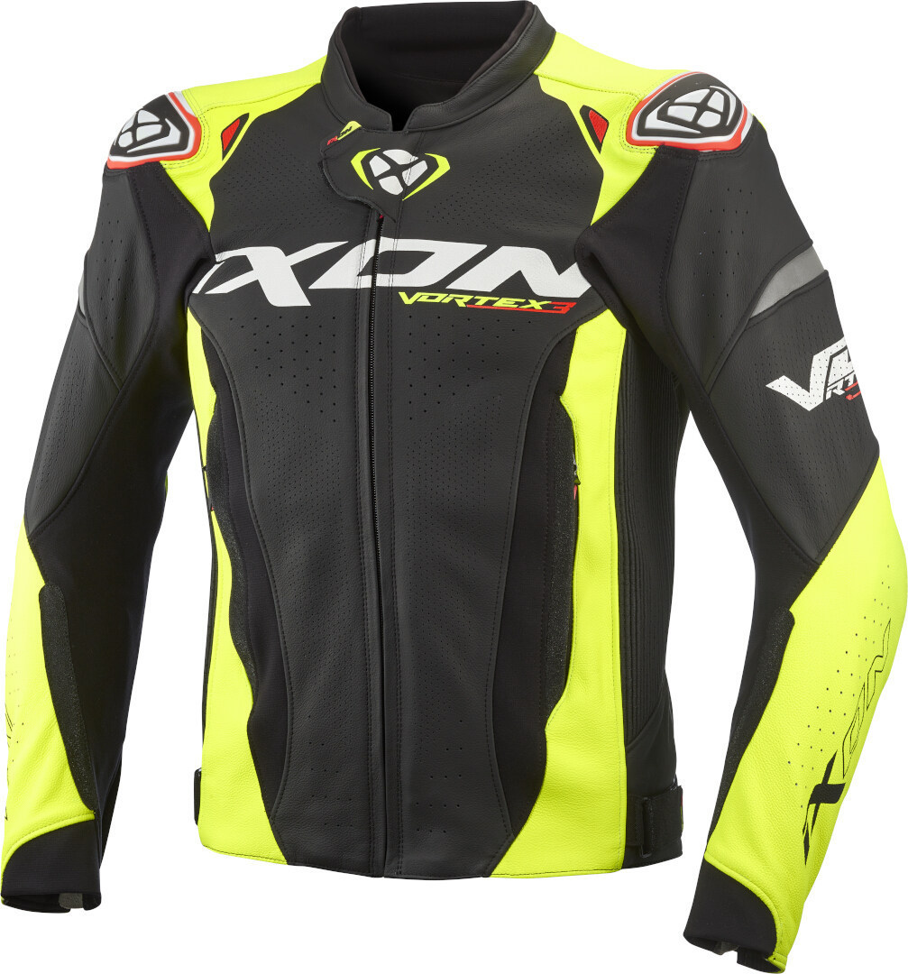 Ixon Vortex 3 Motorcycle Leather Jacket black/yellow S Figure 1