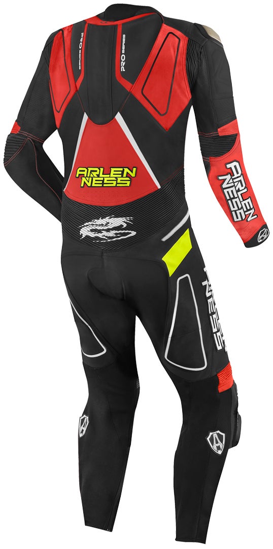 Arlen Ness Conquest Abito monopezza in pelle moto nero/rosso/giallo 52 Figura 2