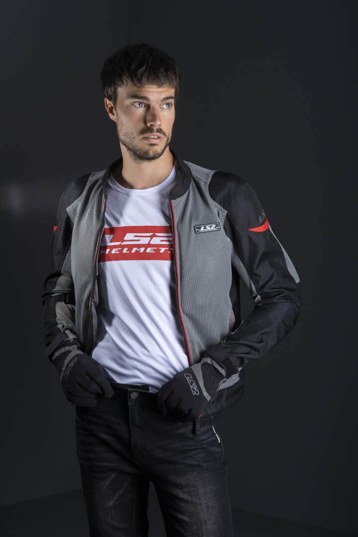 LS2 Airy Motorrad Textiljacke dunkelgrau/schwarz/rot 3XL Abbildung 5