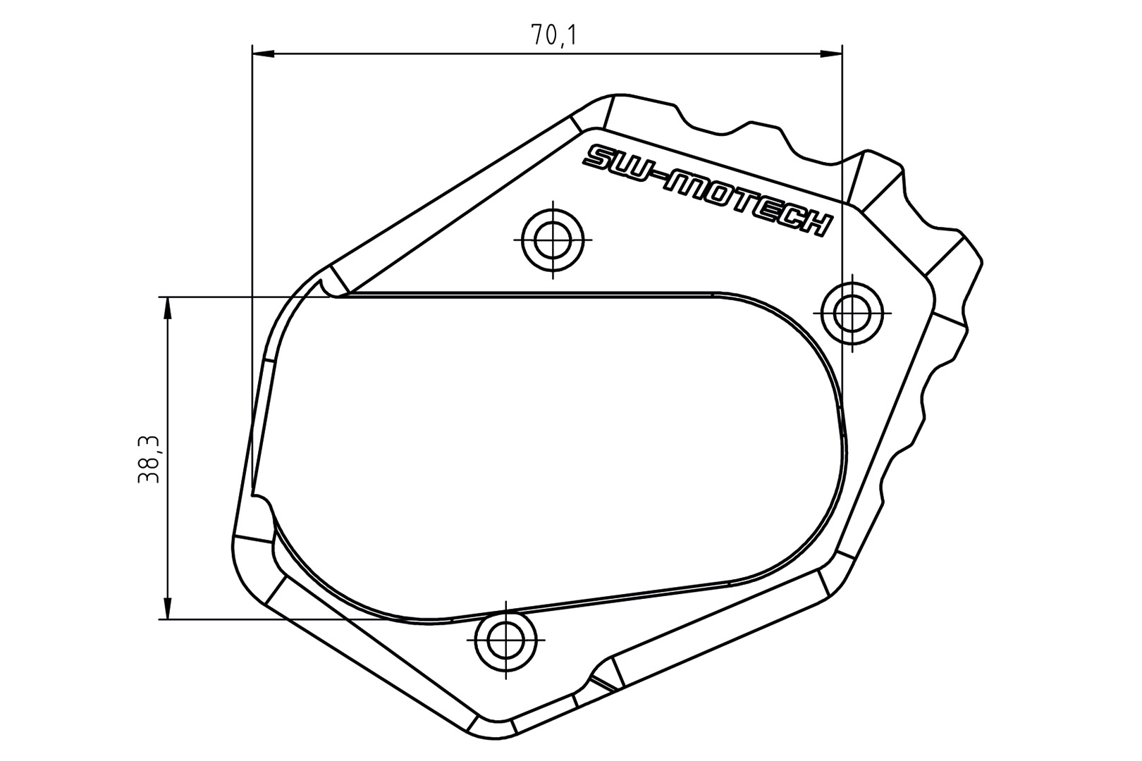 Extensie SW-Motech pentru piciorul lateral - Negru/argintiu. BMW R1200GS, R1250GS. Figura 3
