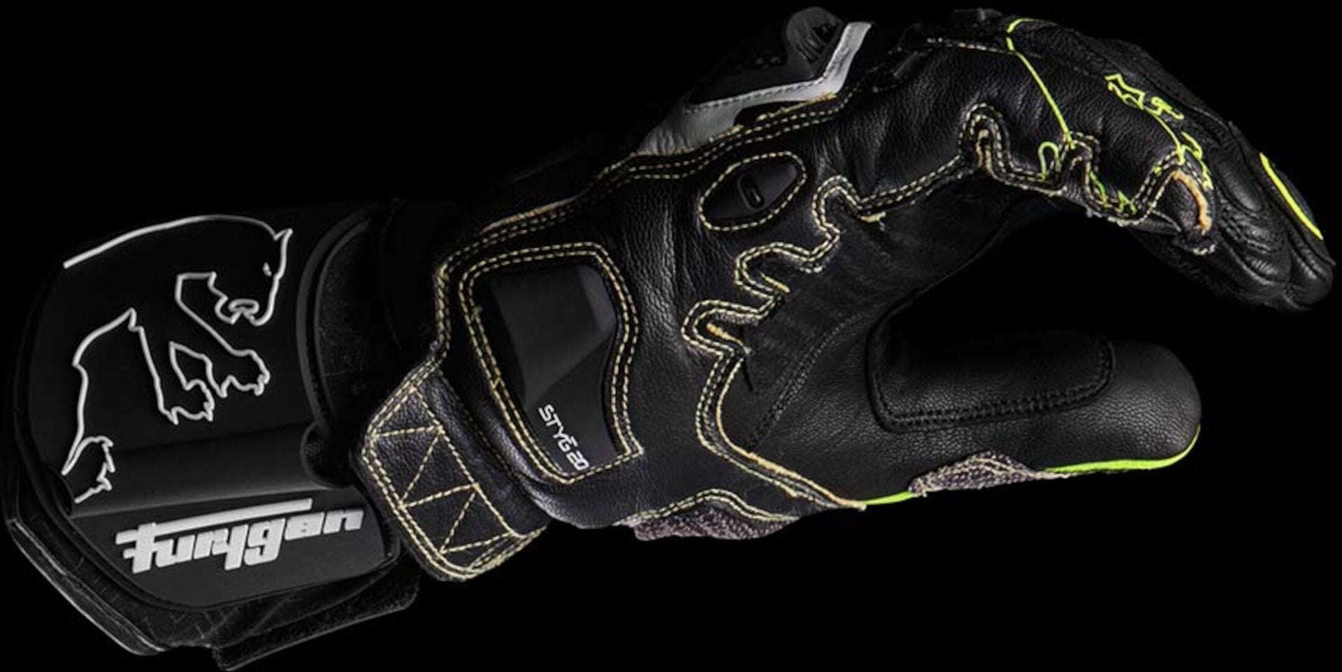 Furygan Styg20 Built With Kevlar® Motorcycle Gloves black/white/neon-yellow L Figure 7