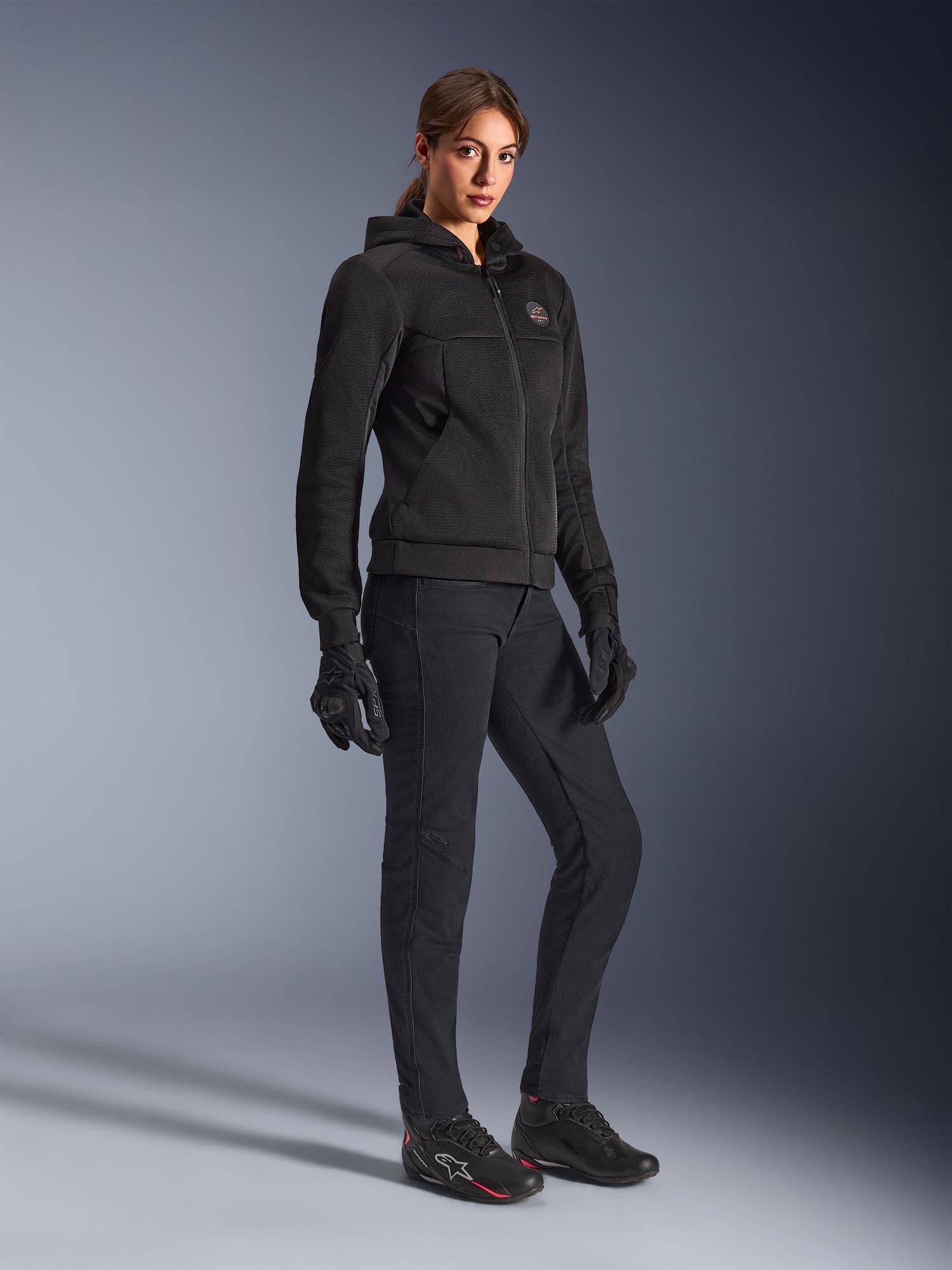 Side view of Alpinestars Stella Chrome Superairflow Ladies Motorcycle Zip Hoodie
