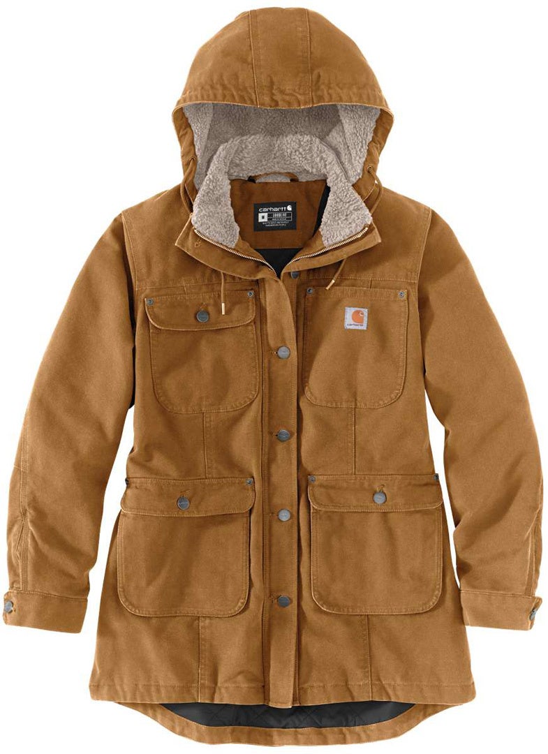 Carhartt Loose Fit Weathered Duck Ladies Coat brown M Figure 1