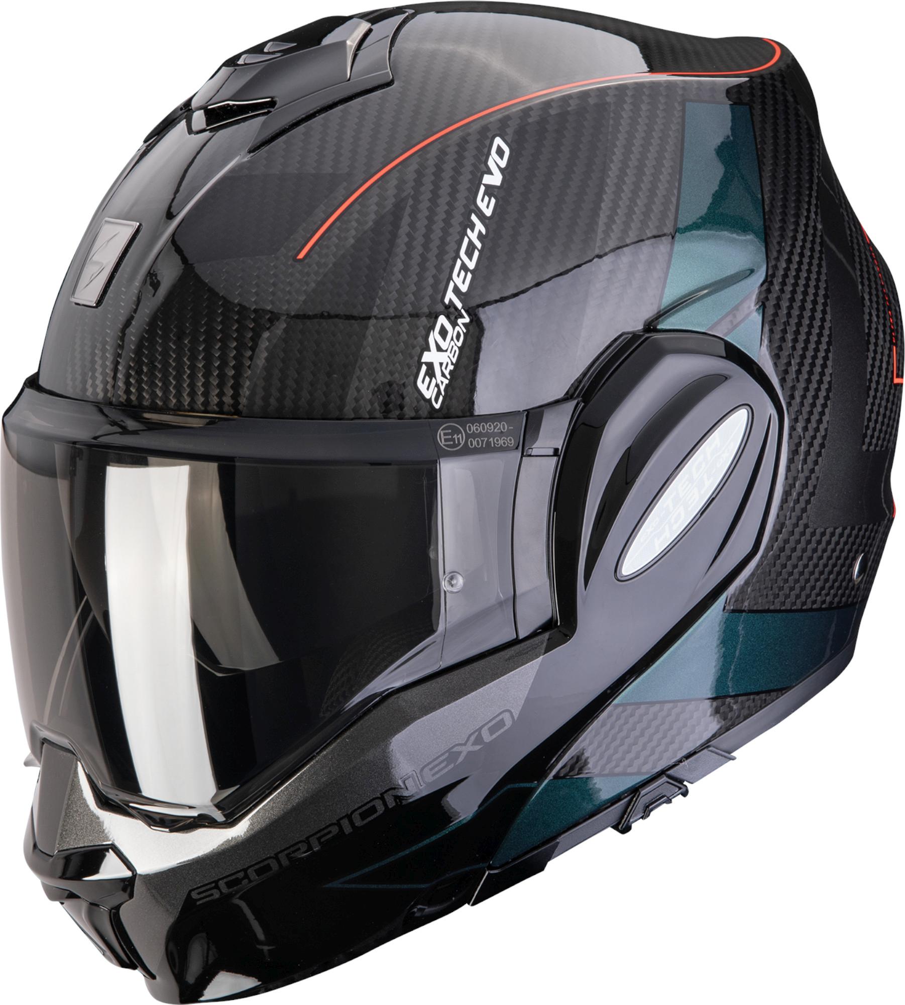 Scorpion EXO-Tech Evo Carbon Cad Flip-Up hjelm sort/grøn/rød XL (60/61) Figur 1