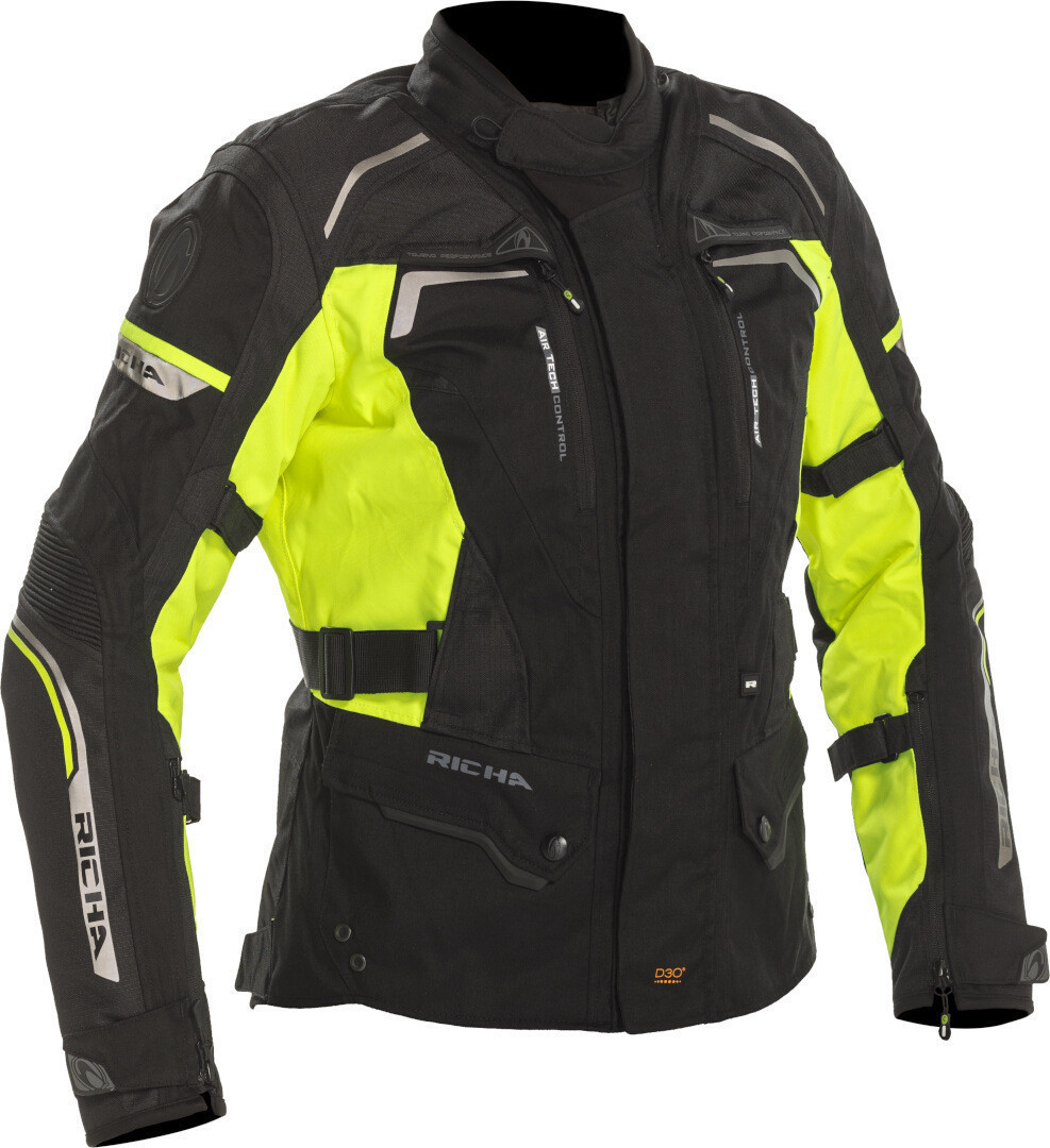 Richa Infinity 2 imperméable à l’eau dames moto textile veste noir/jaune L Figure 1