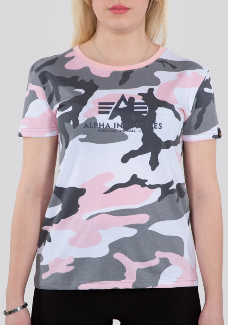 Alpha Industries New Camo Basic Tricou pentru femei Negru/Alb/Roz S Figura 1