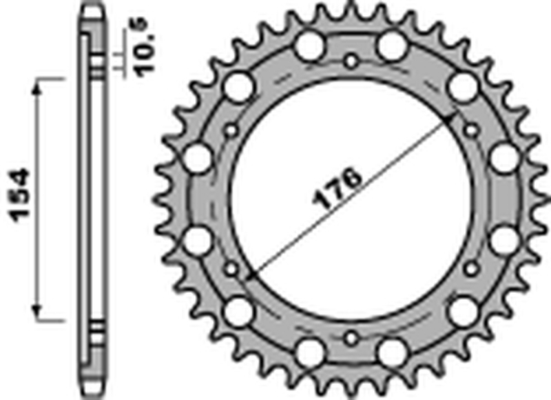 PBR Standard C45 bakdrev i stål (43 tänder) 4679 - 525 Figur 2