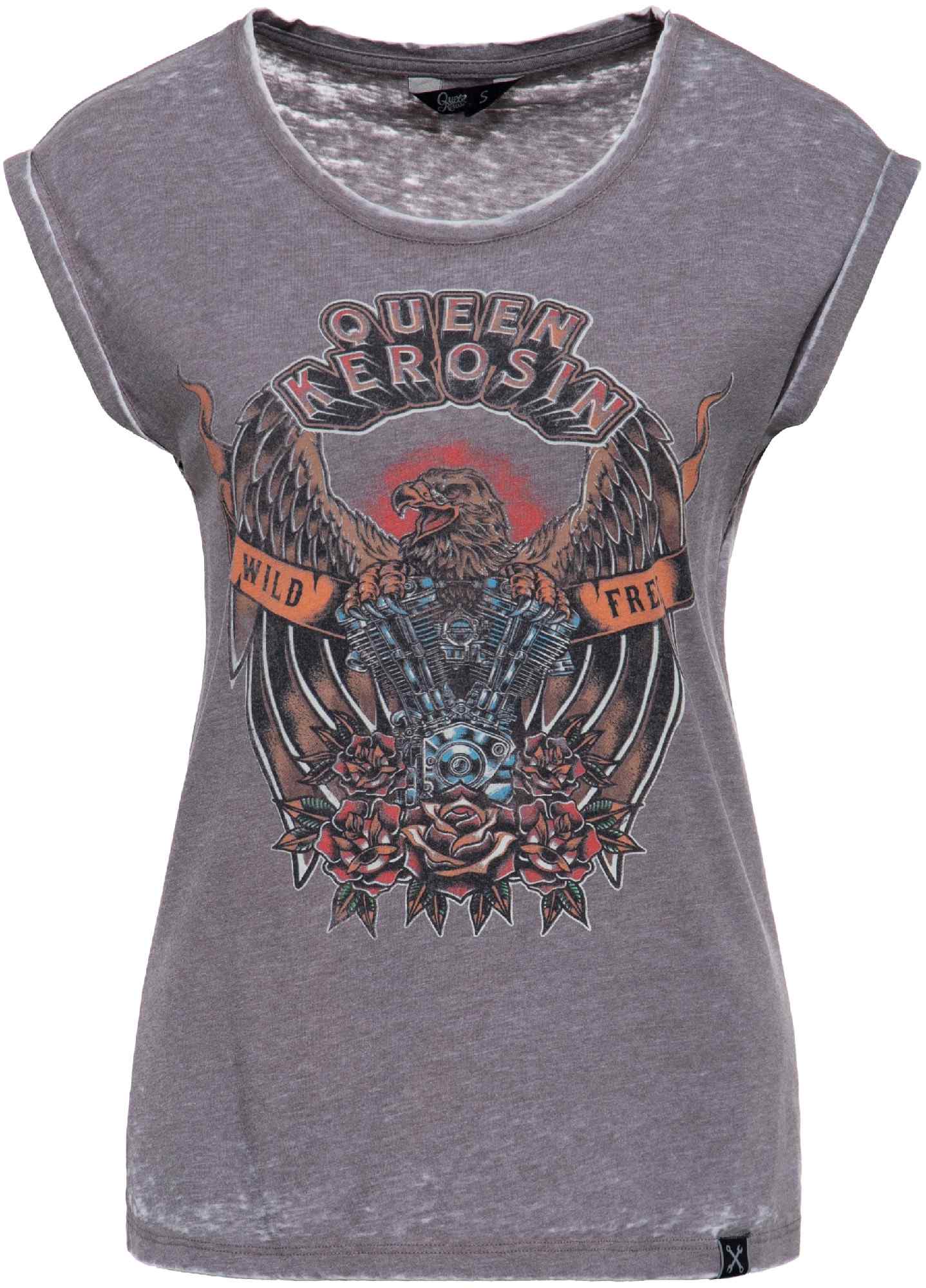 Queen Kerosin Wild & Free Ladies T-Shirt grey 3XL Figure 1