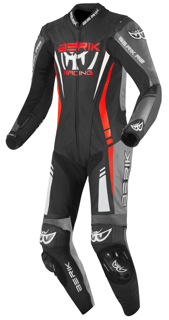 Berik Absolute GP Tuta in pelle da moto monopezzo nero/grigio/rosso 60 Figura 1