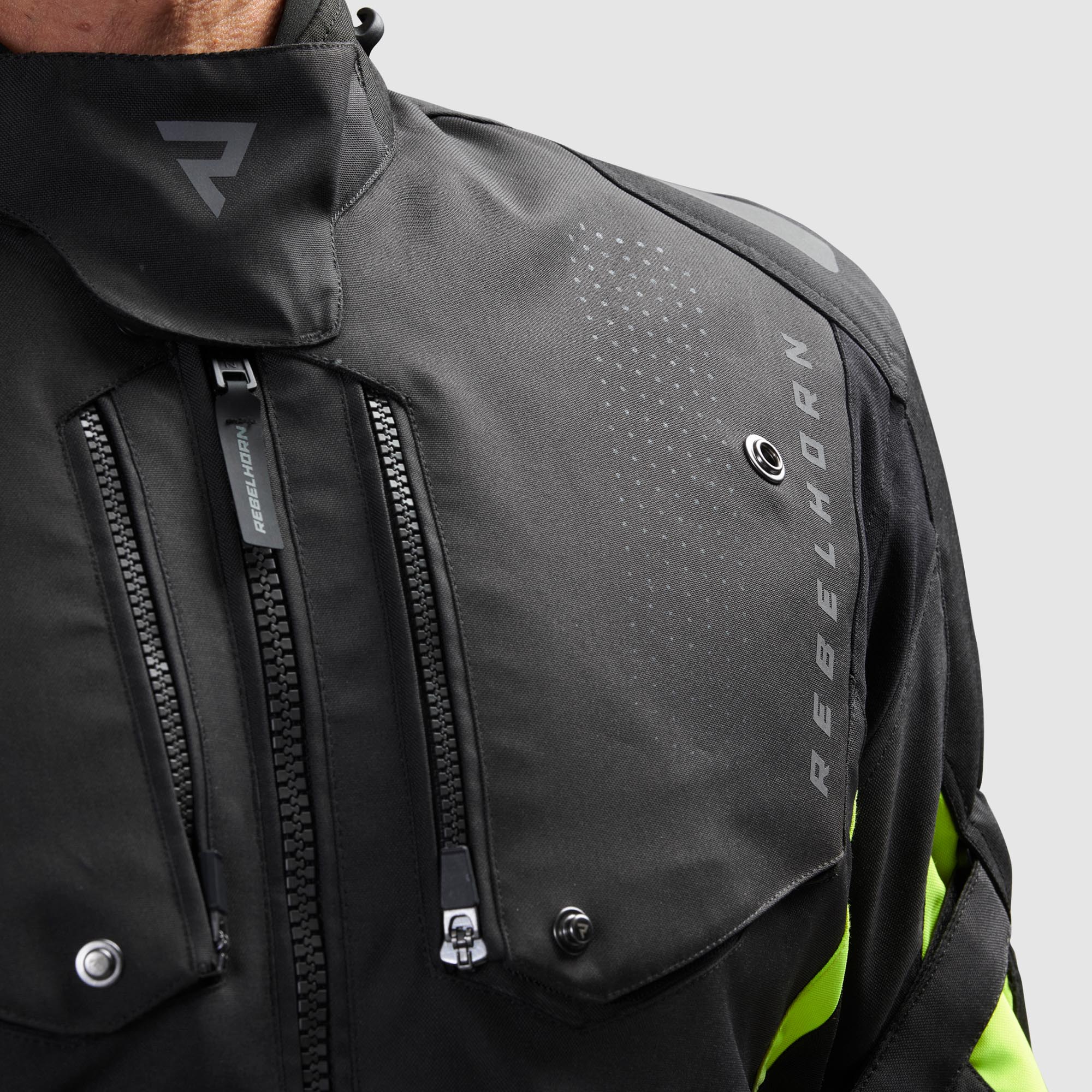 Side view of Rebelhorn Hiker 4 waterproof Motorcycle Textile Jacket