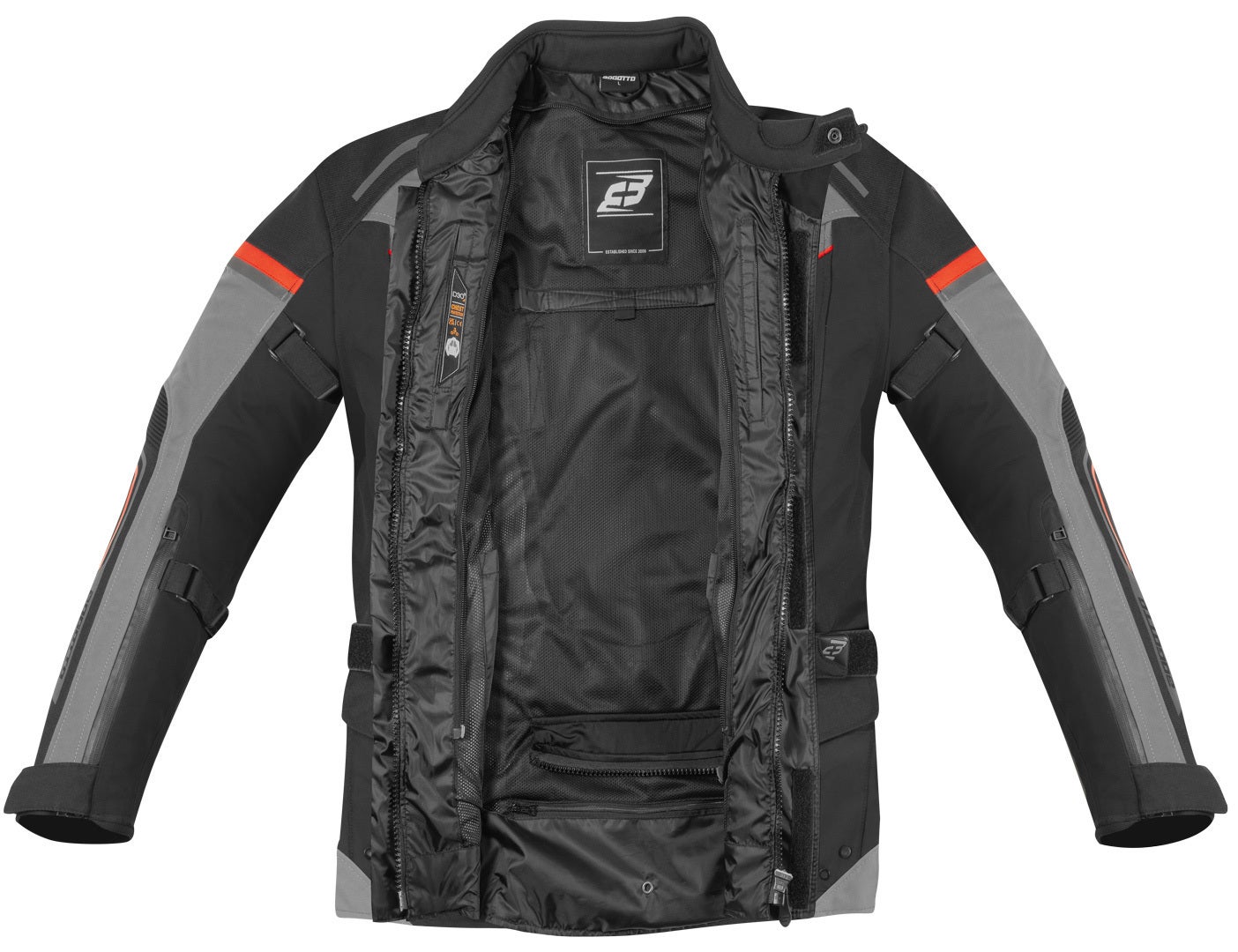Bogotto Shado Laminated 2in1 waterproof Motorcycle Textile Jacket black/grey/red 5XL Figure 3