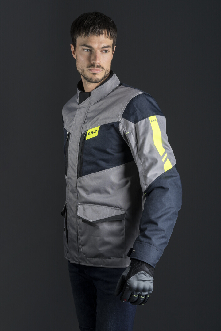 LS2 Metropolis Evo waterproof Motorcycle Textile Jacket grey/dark blue/neon yellow L Figure 5