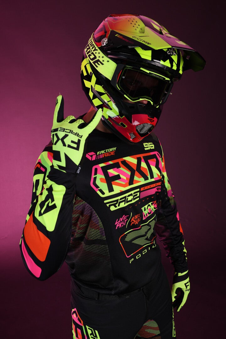 FXR Podium 2025 Motocross bukser sort/gul/grøn 30 Figur 4