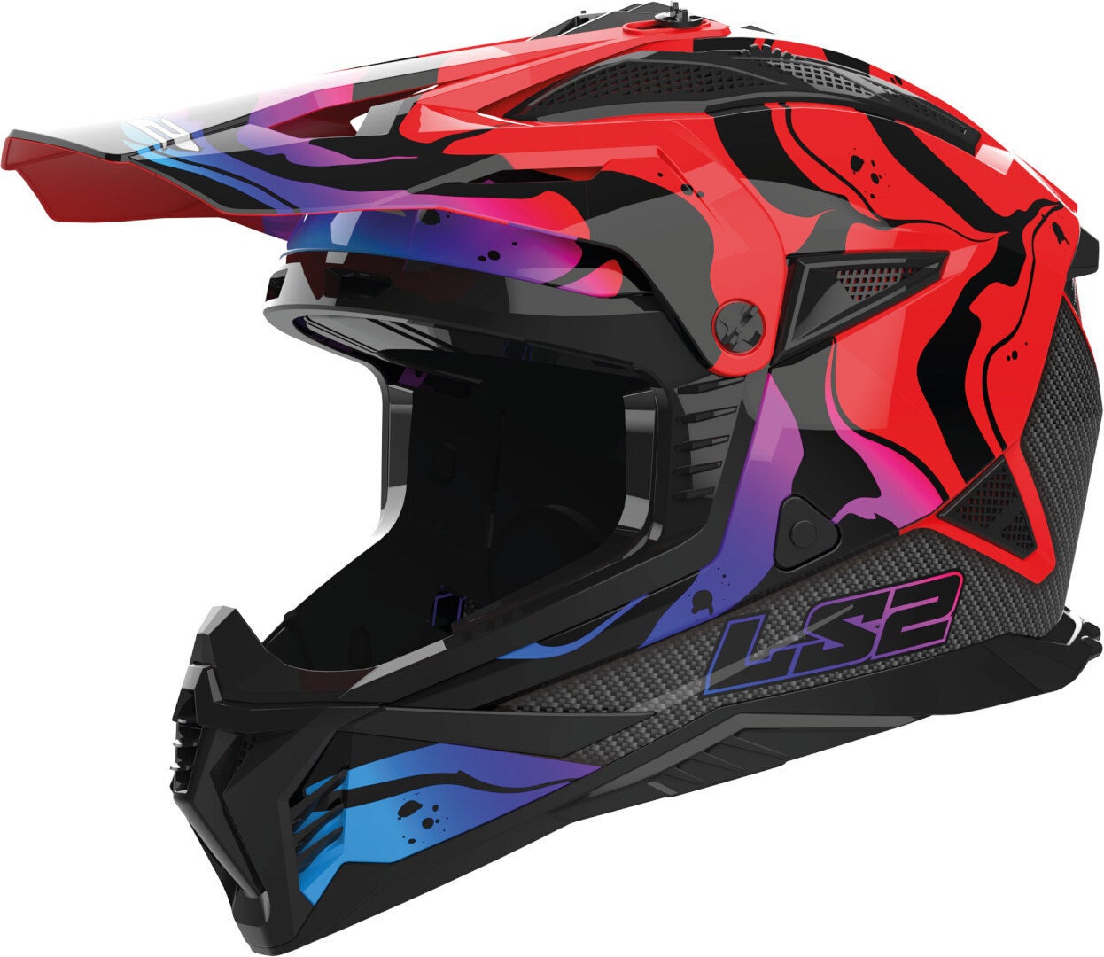 LS2 MX708 Fast II Wash Motocross hjelm sort/rød/blå M (57/58) Figur 1