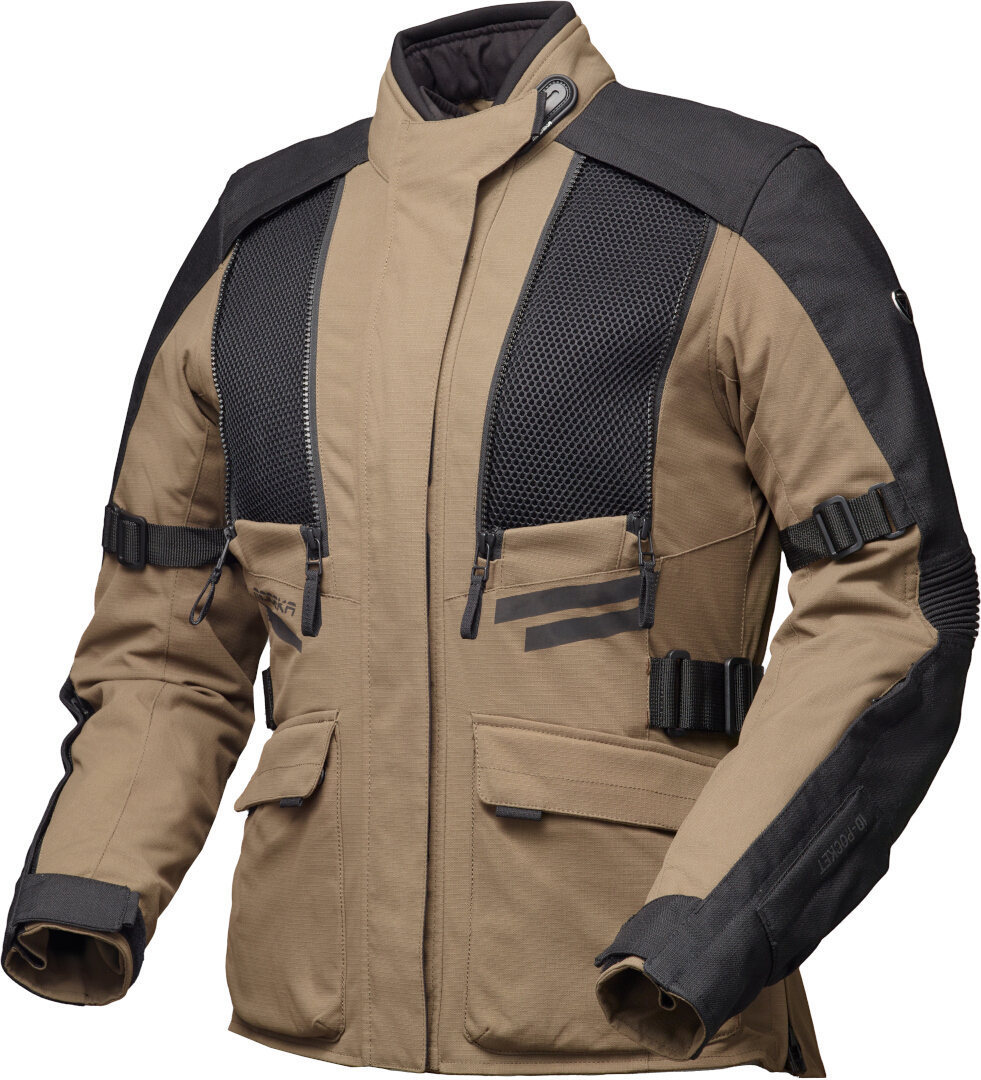Modeka Lucano imperméable dames moto textile veste Khaki/Noir 46 Figure 2