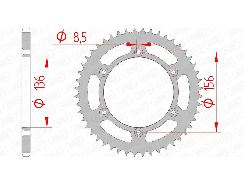 AFAM Steel Standard Rear Sprocket 14206 - 520 Figure 1