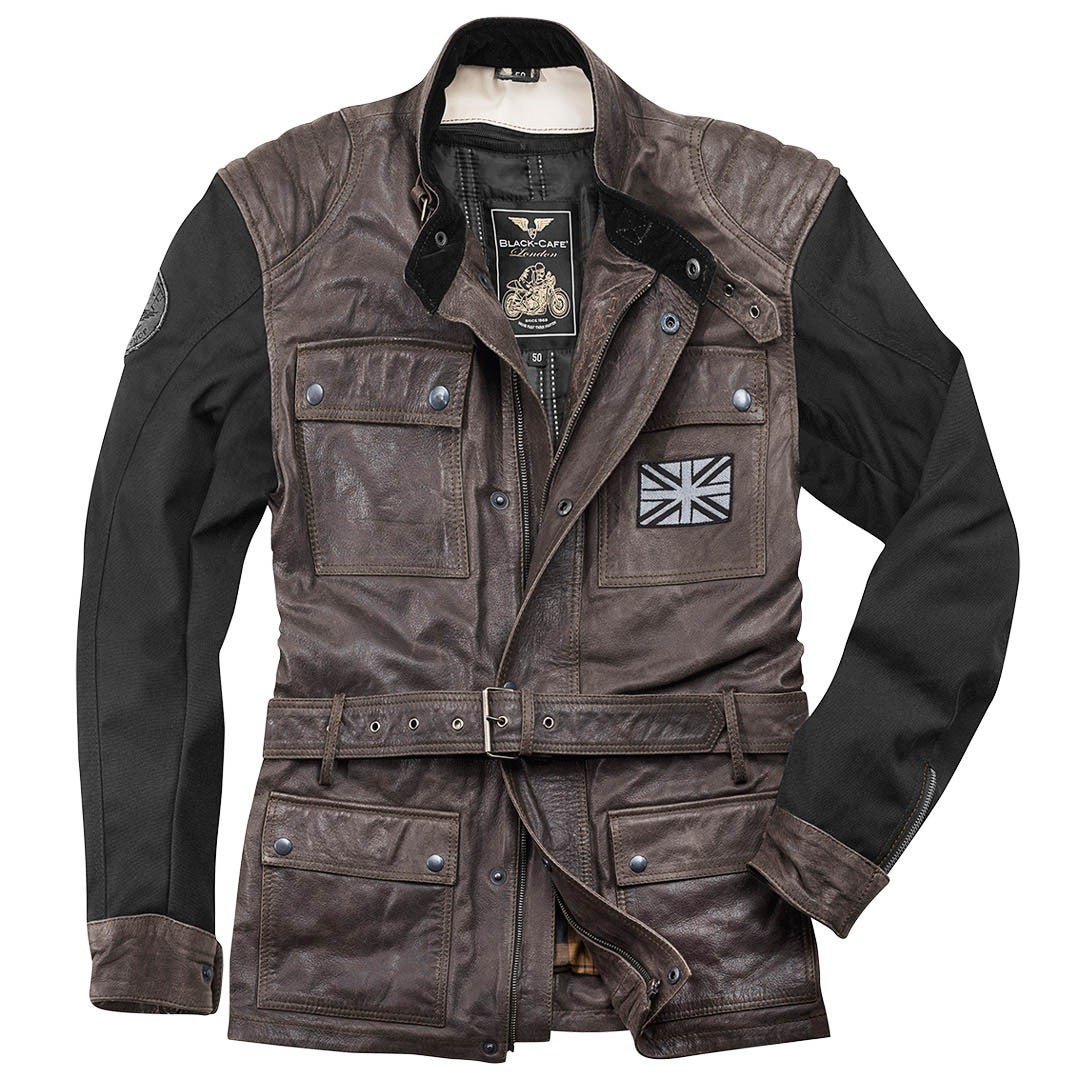 Black-Cafe London Retro Motorcycle Leather Jacket black/brown 60 Figure 1
