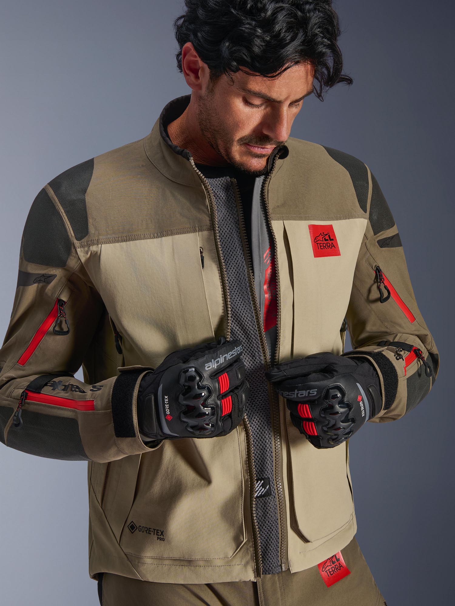 Side view of Alpinestars Nazca 3L Gore-Tex Pro waterproof Motorcycle Textile Jacket