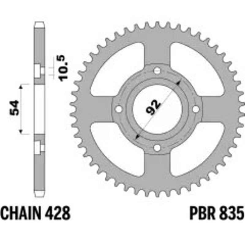 PBR Acciaio per pignoni posteriori Standard - 428 Figura 1