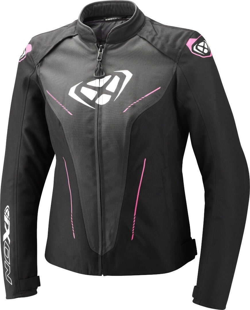 Ixon Prodigy Veste textile imperméable à l’eau pour dames Noir/Gris/Rose M Figure 1