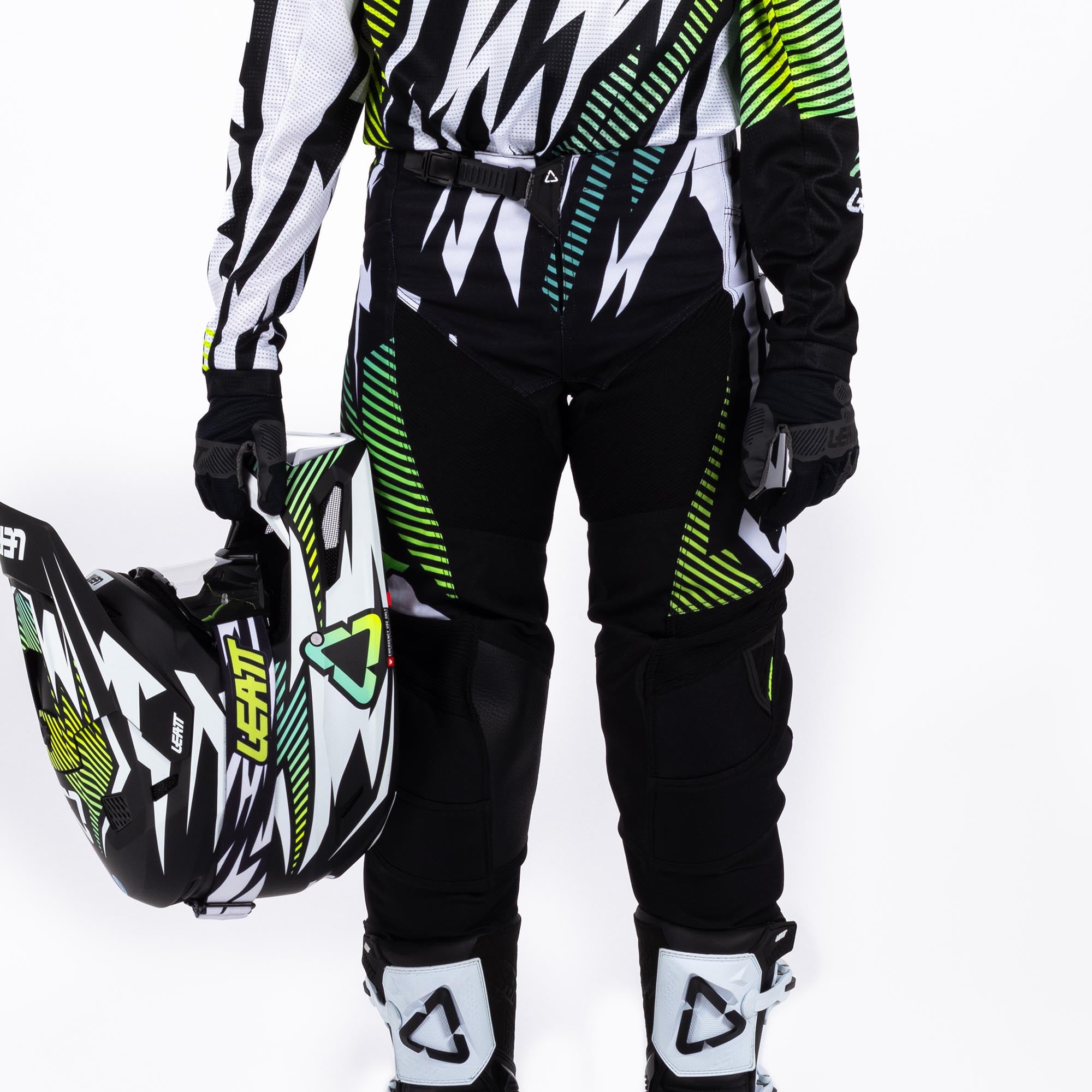 Leatt Moto Ride Kit 3.5 V26 Conjunto de Camisa e Calça de Motocross Juvenil branco/preto/verde L Figura 6