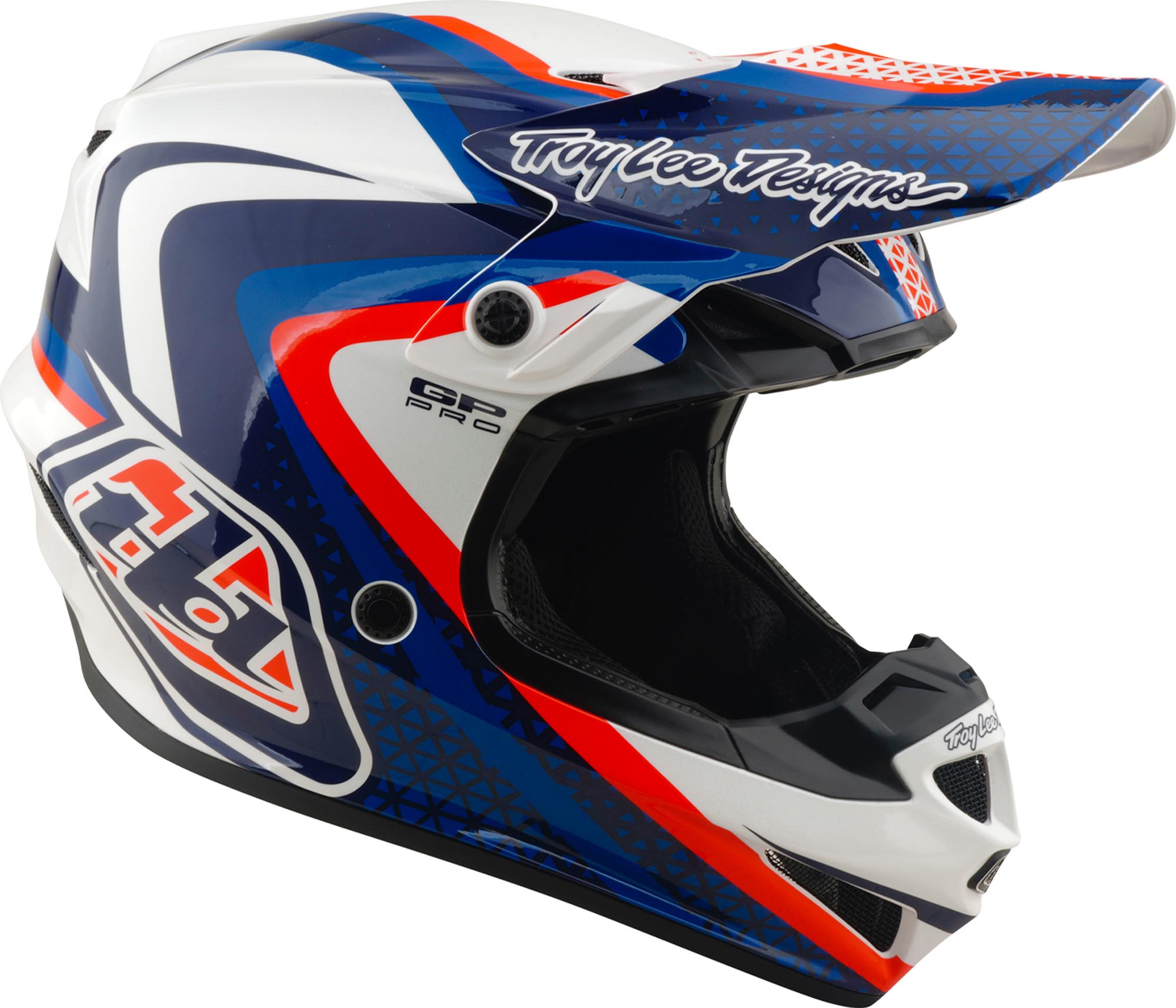 Troy Lee Designs GP Pro MIPS Slides Motocross čelada belo/modro M (57/58) Slika 2